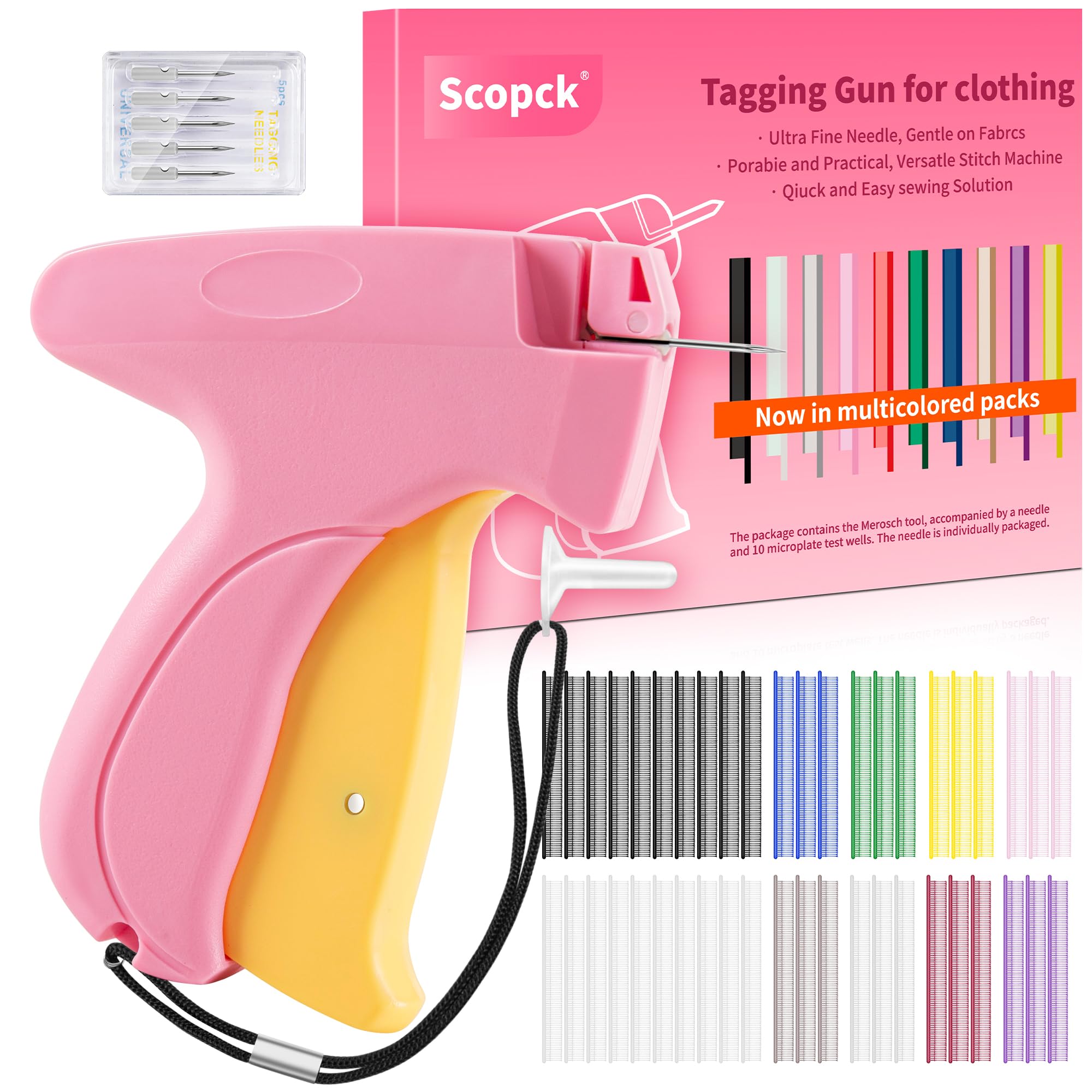 Stitch Gun for Clothes - Handheld Stitch Gun Quick Clothing Fixer - Tagging Gun - Includes 6 Needle, 1000 Black Fasteners &amp; 1003 White Fasteners