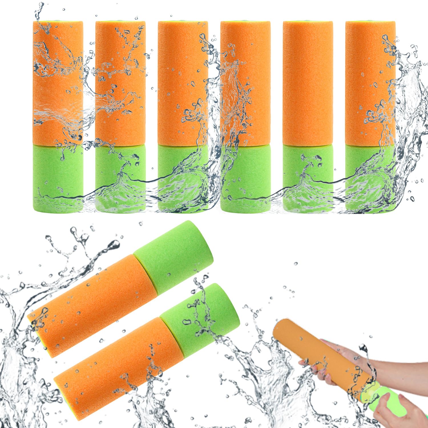 Elepl 8 Piezas Pistola Agua Espuma 15 cm Pistola de Agua Niños Pistola de Agua de Espuma Colorida para Niños y Niñas para Playa, Piscina, Parque Acuático, Festival de Música Acuática