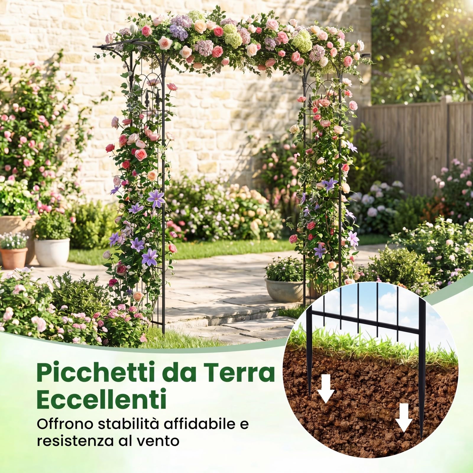 GYMAX Arco da Giardino, Pergolato Esterno per Piante Rampicanti