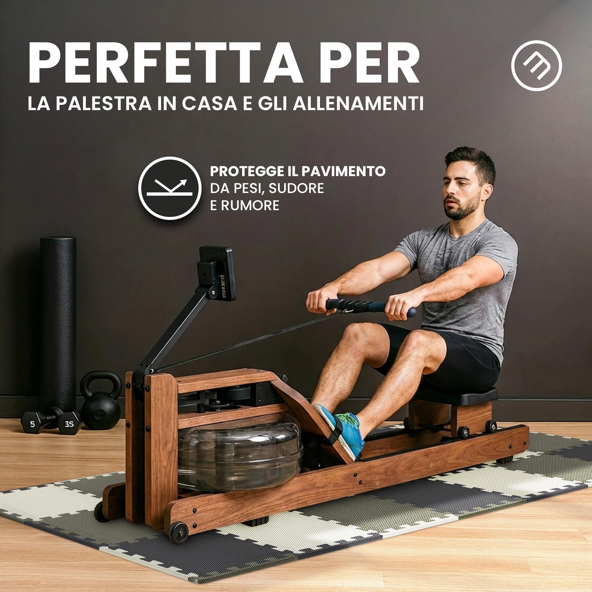 bemaxx Tappeto Palestra Tappetino Fitness da Ginnastica a Puzzle EVA | Pavimento Protettivo Incastro Tatami Allenamento Protezione Sport, Materassino Mattonella Pavimentazione per Home Gym Manubri