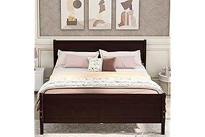 Full Size Sleigh Bed Frame with Support Slats