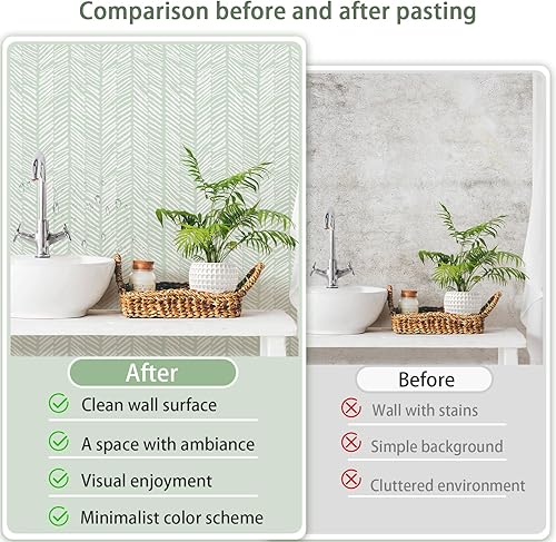 Miniatura 4 de MelunMer Papel tapiz moderno para despegar y pegar, papel de contacto bohemio para gabinetes, línea de papel de contacto a rayas, autoadhesivo,