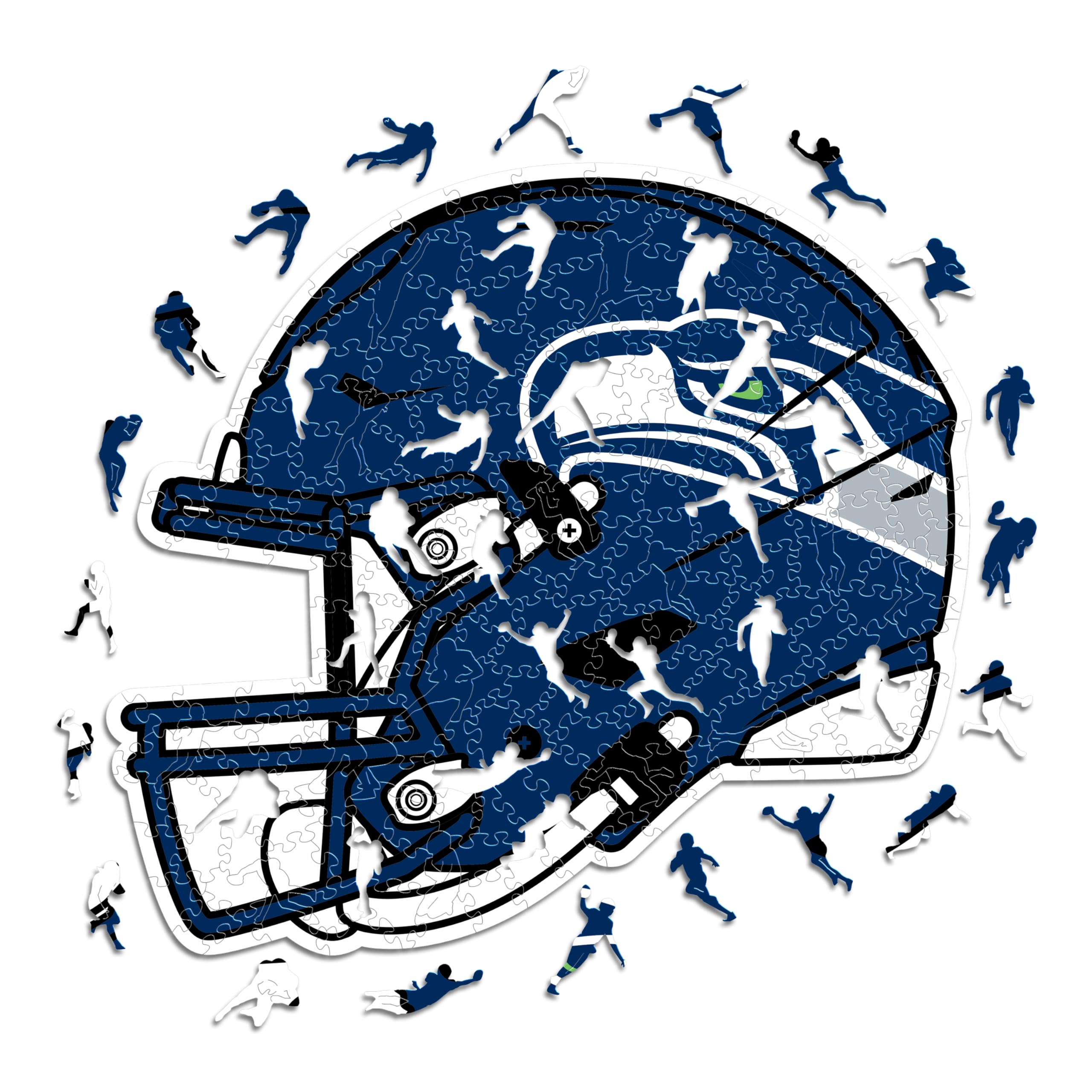 Iconic Puzzles, Seattle Seahawks Helmet, Wooden Puzzle officially licensed NFL, 100% sustainable