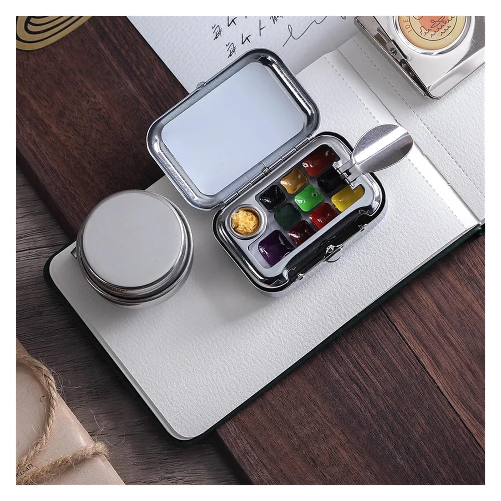 Mini boîte d'aquarelle portable vide 10/16 grilles pour voyage, peinture, croquis, hydratant, fournitures artistiques (10 compartiments)
