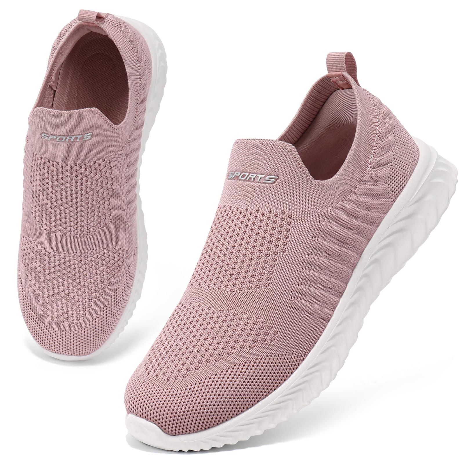 HKR Damen Turnschuhe Bequem Slip on Sneakers Komfort Schlupfschuhe Leicht Sommer Schuhe für Pflege Dunkelrosa 38 EU