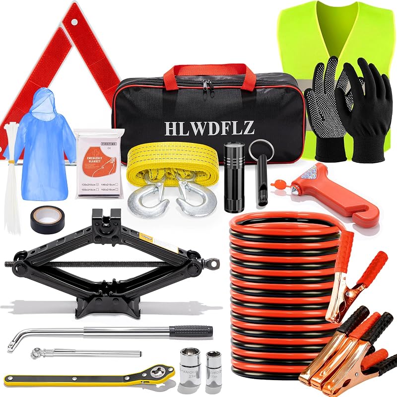 Kit de Emergência Automotiva com Macaco Sanfona e Triângulos Refletivos HLWDFLZ HLC011CZB-BLACK38