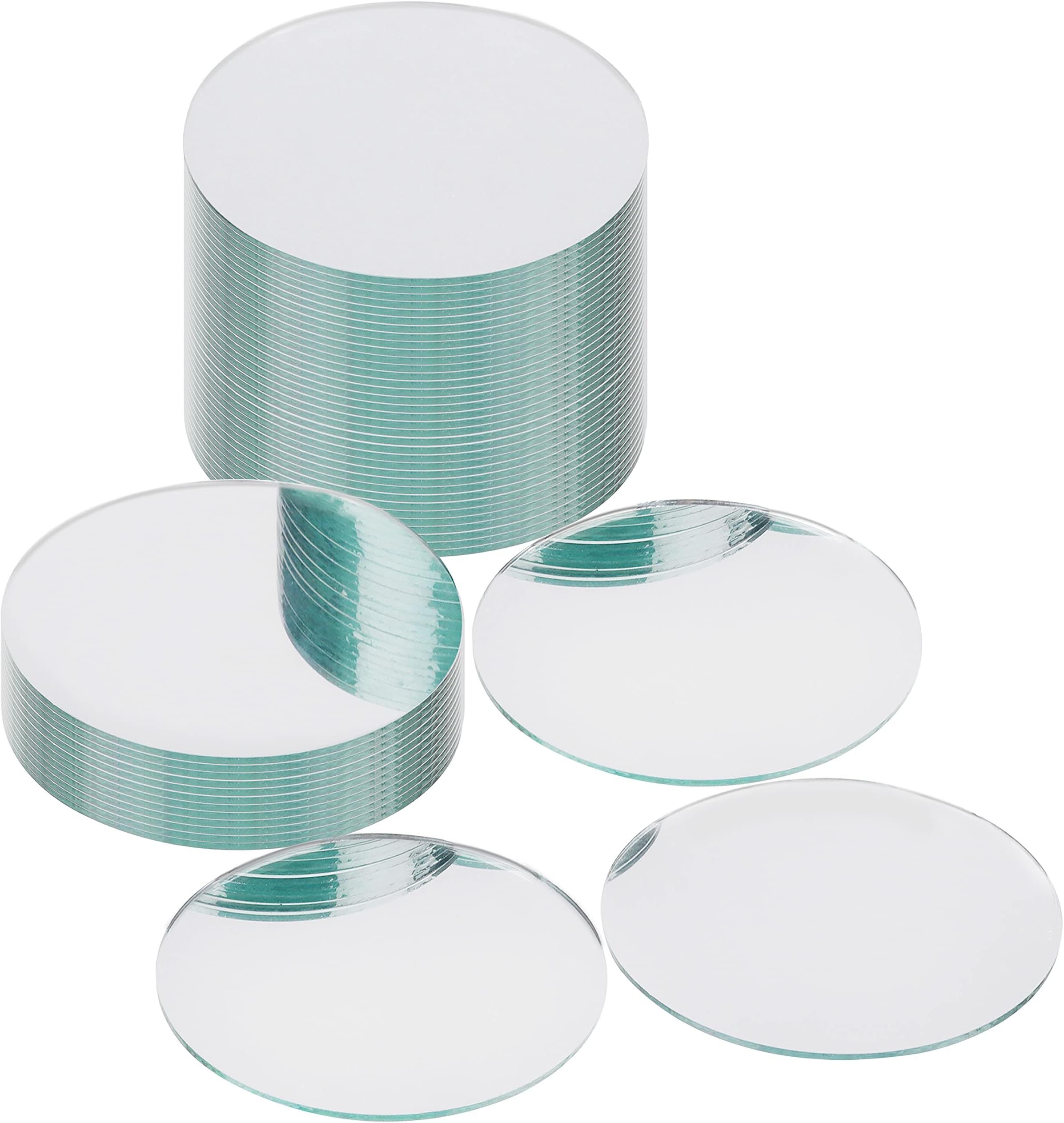 BELLE VOUS Circle Mirror Tiles (50 Pack) - Small Circle Mirrors for Walls - Mini Mirrored Tiles/Glass Mosaic Tiles for DIY Arts & Crafts - Mirror Home Decoration Tiles