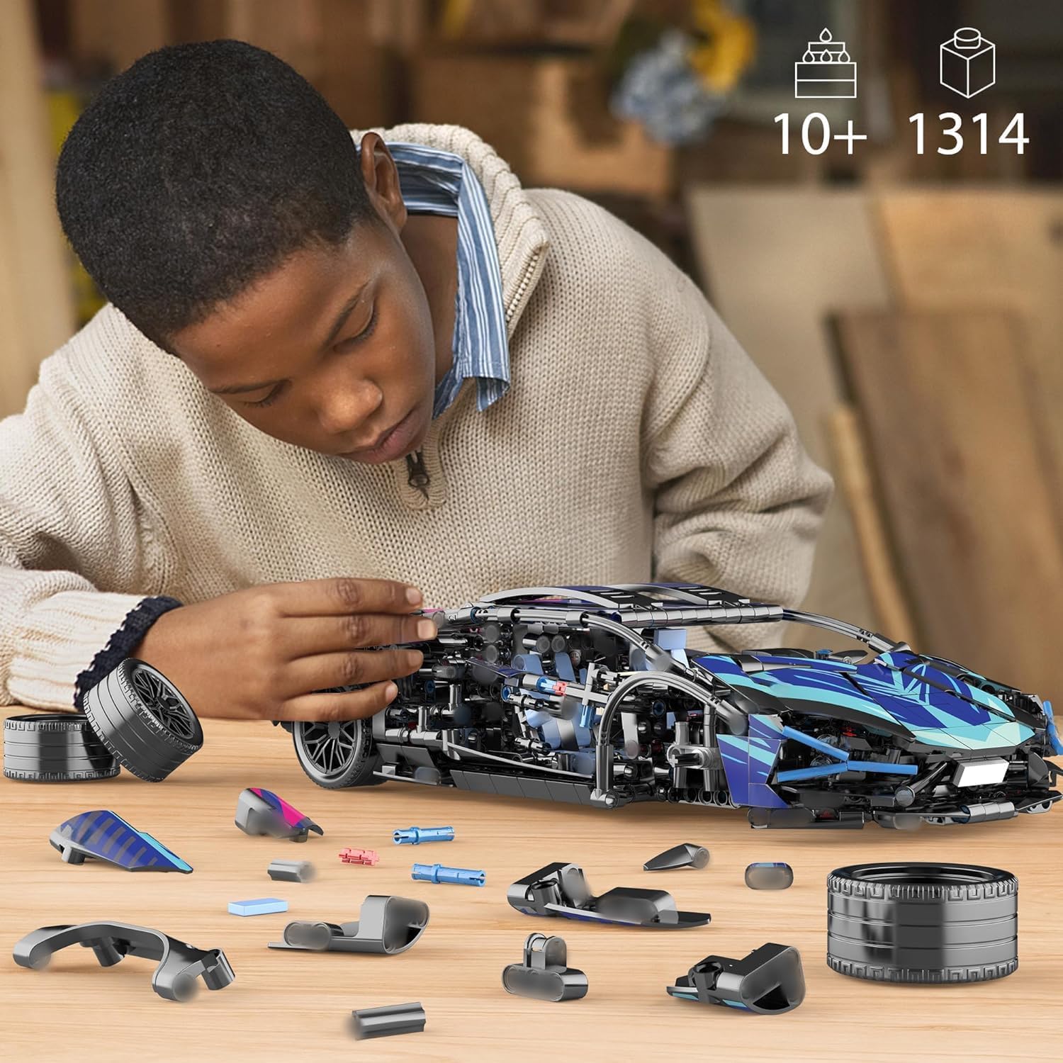 Tecnico Da Corsa Auto Sportiva Modello Building Blocks tecnico adulti 1:14 FAI DA TE Supercar Mattoni Puzzle Giocattoli Per Bambini Regalo Per Adulti (1280 + granuli)  26