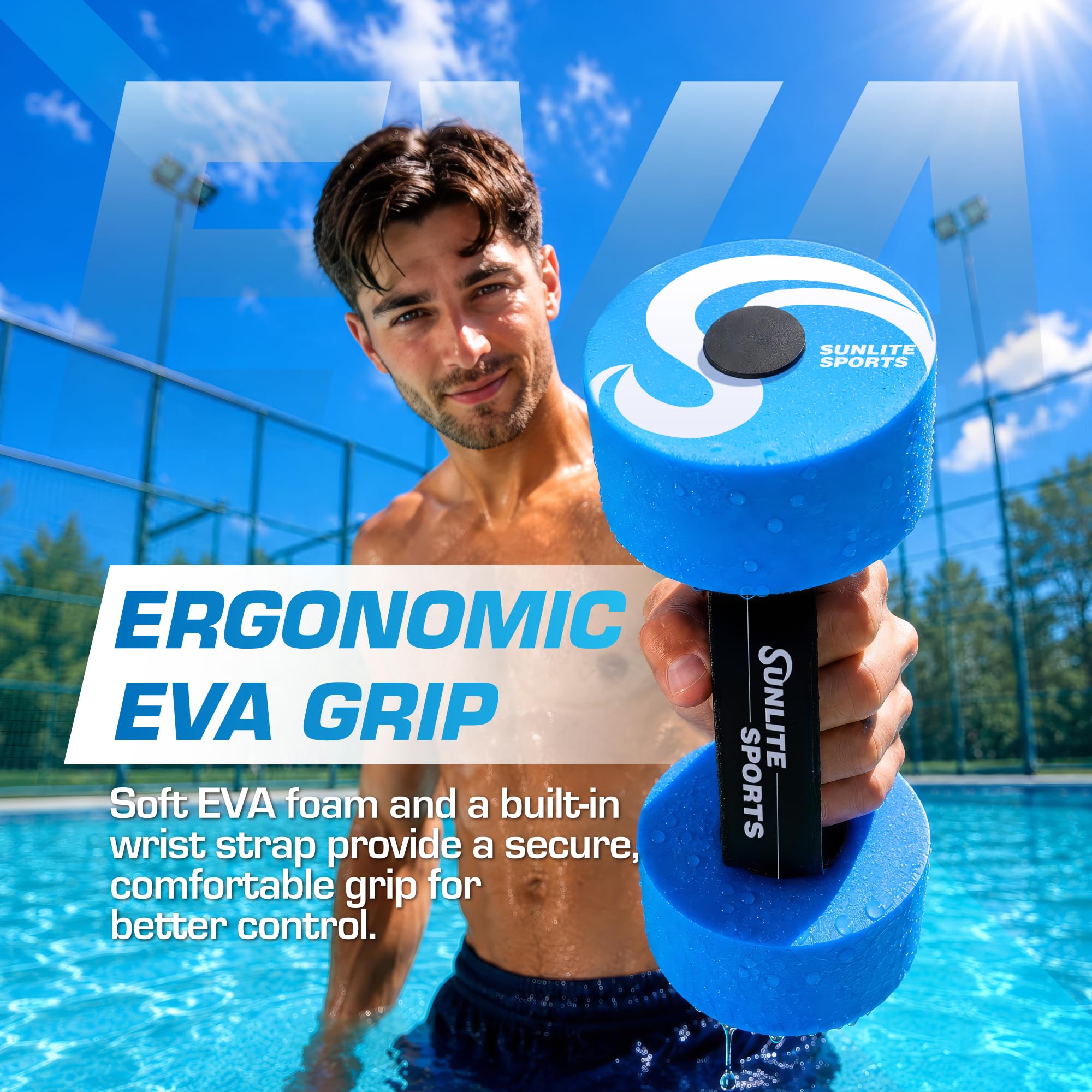 Sunlite Sports Hochdichtes EVA-Schaum-Hantel-Set, Wassergewicht, Schwimmgürtel, weich gepolstert, Wassergymnastik, Aqua-Therapie, Pool-Fitness, Wasserübung