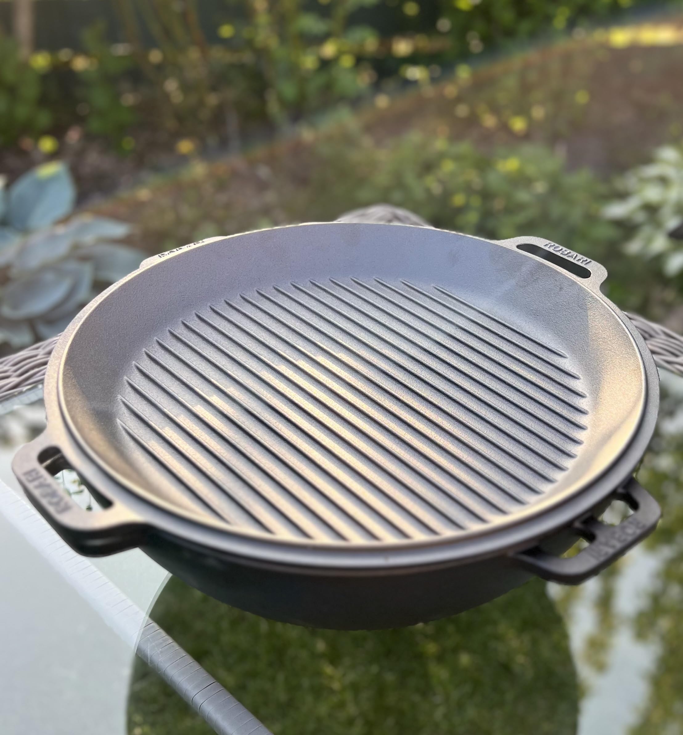 Gusseisen Kasan 12 L mit GRILLDECKEL + Schaumlöffel KAZAN Wok Gulaschkessel
