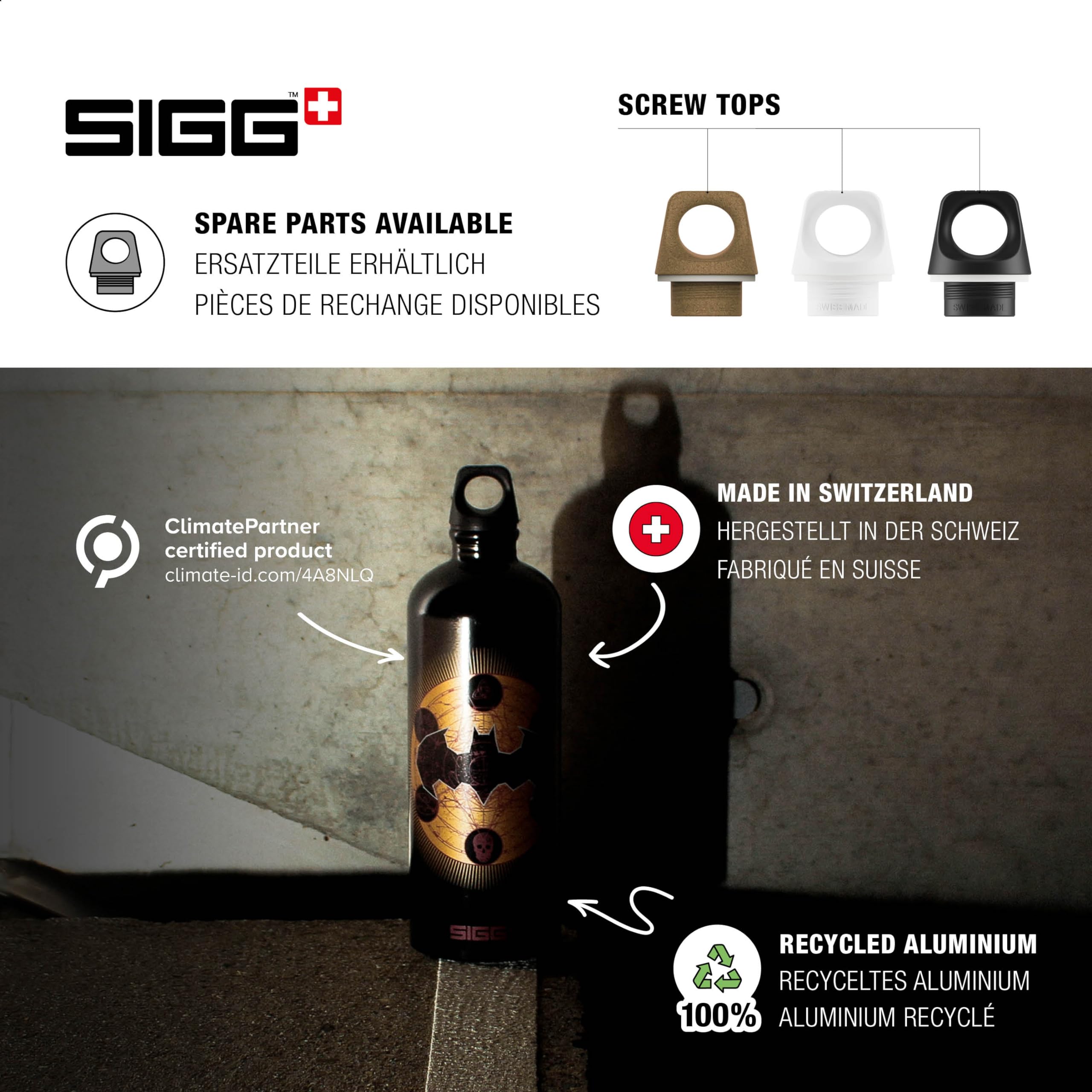 Sigg - Gourde Aluminium - Traveller Batman - Certifiée Neutre En CO2 - Convient Aux Boissons Gazeuses - Étanche & Légère - Sans BPA - 1L
