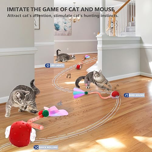 Miniatura 3 de Juguetes interactivos para gatos de interior aburridos, juguetes para gatos que cantan y activan el movimiento, regalo divertido para gatos con 2