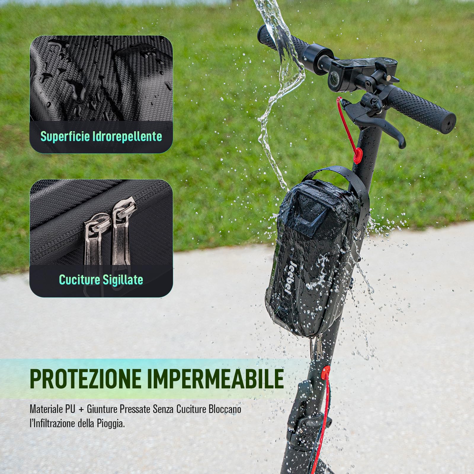 Jeebel Borsa di Monopattino 3/4/5L Borsa di Manubrio Impermeabile ad Alta Capacità con Supporto Fissaggio Rapido - Custodia Frontale Universale EVA per Scooter Elettrico Xiaomi Sedway Ninebot (2,8 L)