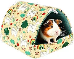 UPINS Cama de porquinho da índia, esconderijo de porquinho-da-índia, lavável, acessórios para gaiola de animais pequenos para coelhos anões, chinchilas, hamsters, ouriços, furões, dragões barbudos e