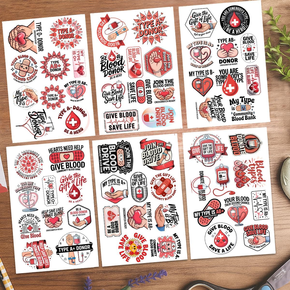 (1.5-2 Inch) 60Pcs Blood Donation Stickers, Blood Donor Awareness Decals image 3