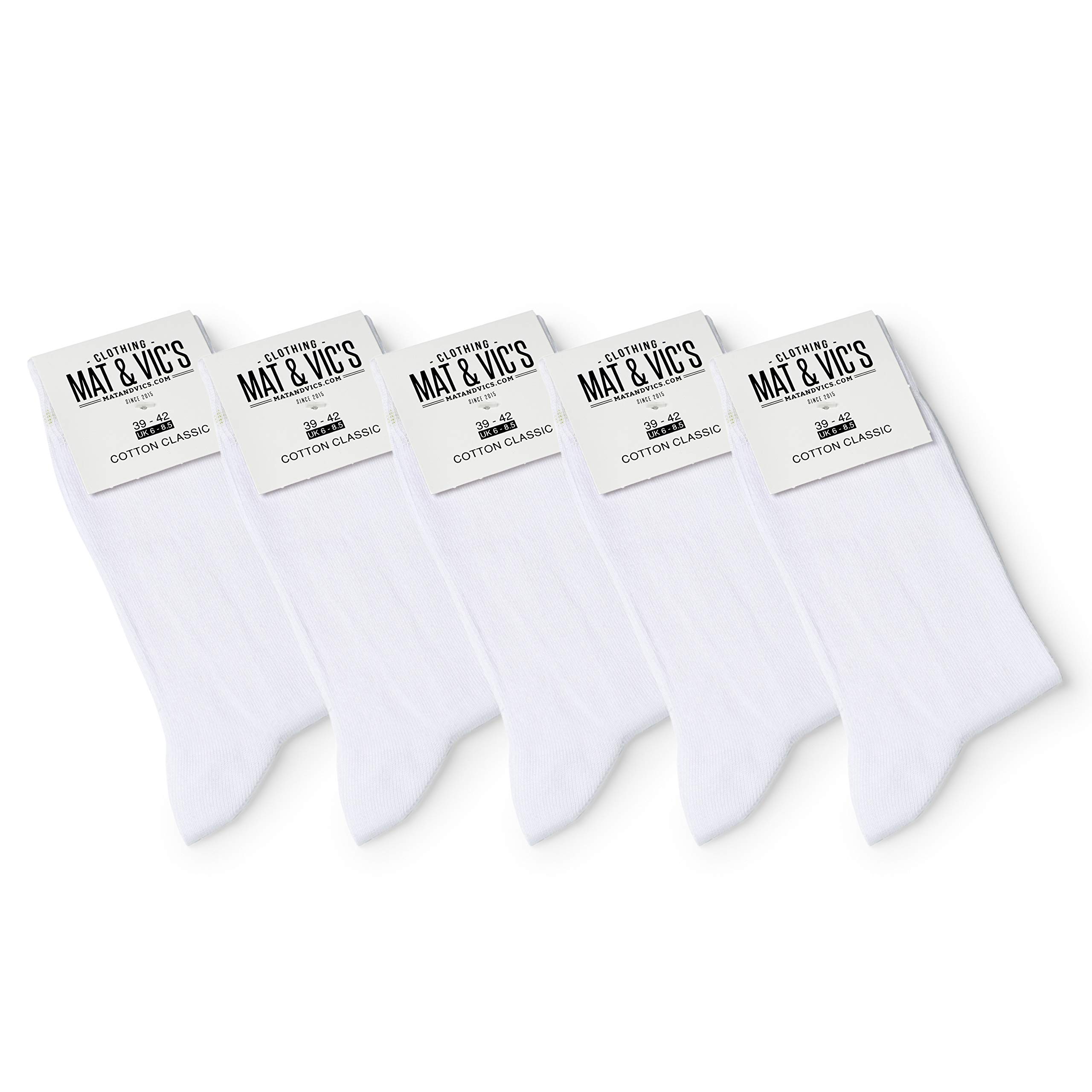 Mat and Vic's Mat & Vic’s Calcetines Clásicos de Vestir para Hombre y Mujer, Algodón, Certificado Oeko-Tex 100, cómodos, negro o multicolora (5 o 10 pares)
