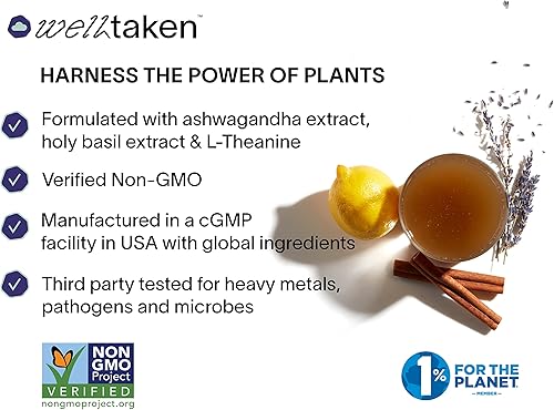 Miniatura 6 de Ashwagandha Relax & De-Stress Powder  Limón Lavanda Caja de 14 ct  600 mg Ashwagandha, 200 mg de L-teanina, albahaca sagrada  Apoya el estrés, la