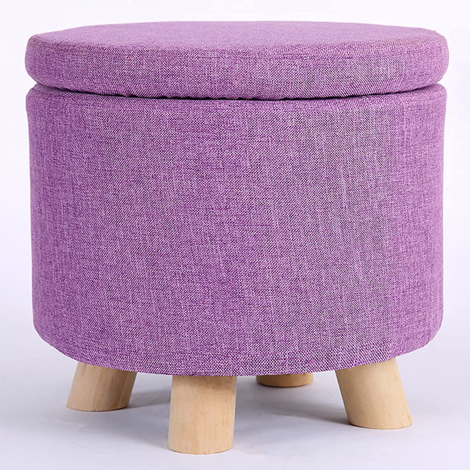 Pouf de rangement rond empilable et gain de place en lin lavable