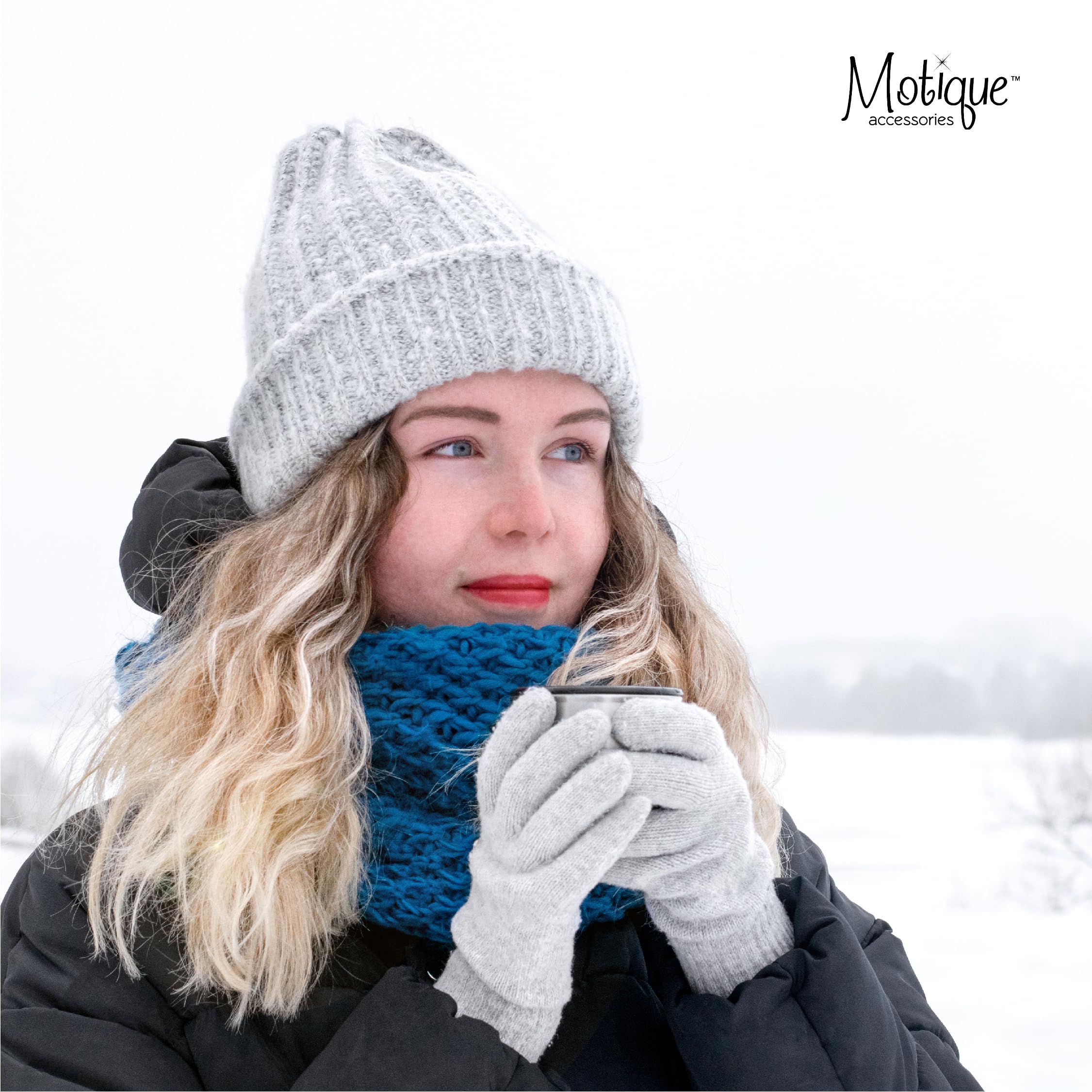 Motique Accessories Ladies Gloves Magic Knit Gloves for Women Solid Colors: Red
