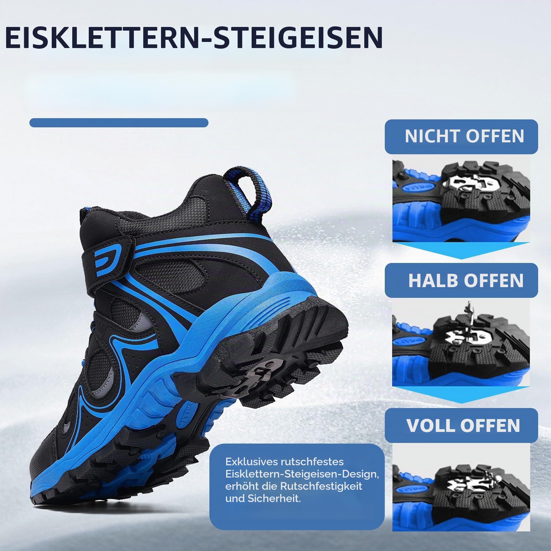 ASHION Kinder Winterschuhe Jungen Mädchen Schneestiefel Warm Gefütterte Trekking Stiefel,Schwarz Blau,36 EU