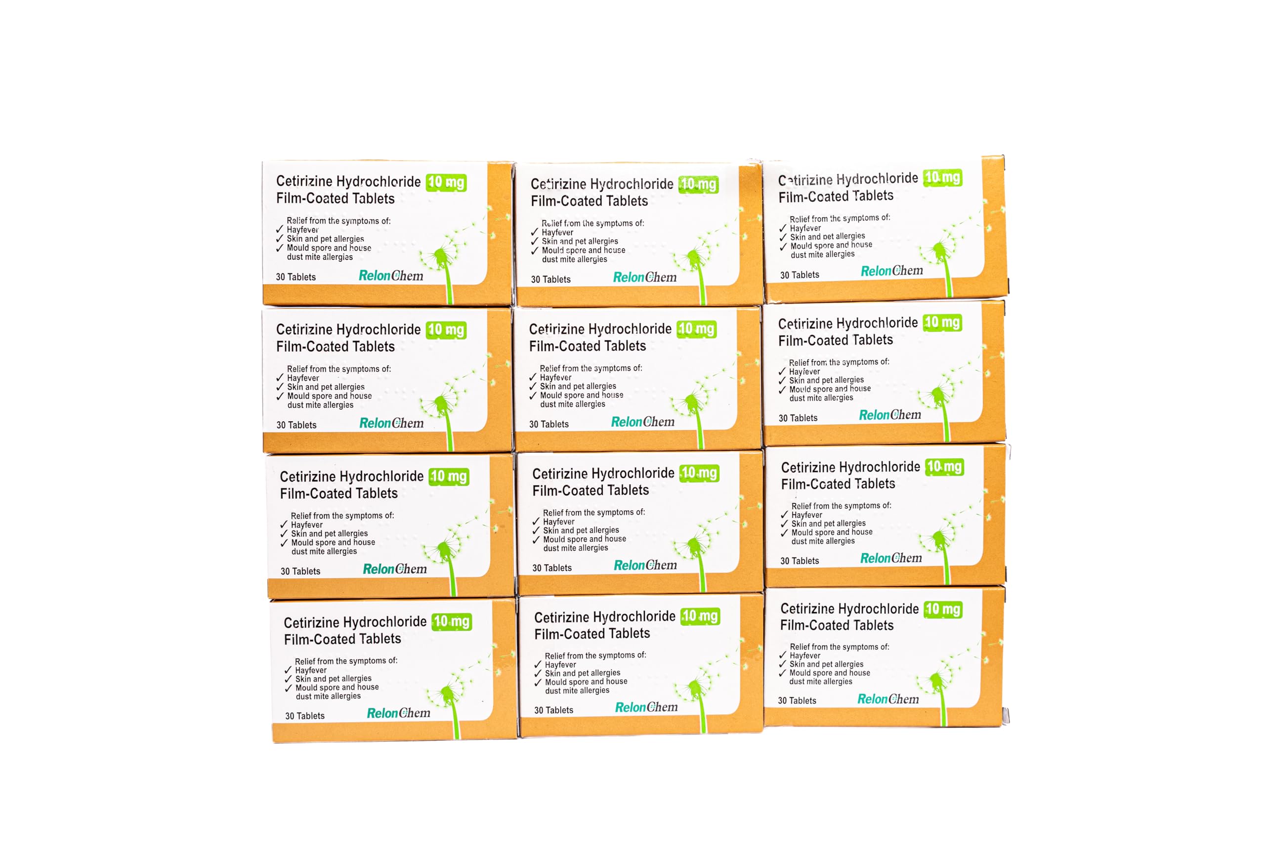 12 Months Supply Cetirizine Hayfever and Allergy Tablets 30 x 12 RelonChem