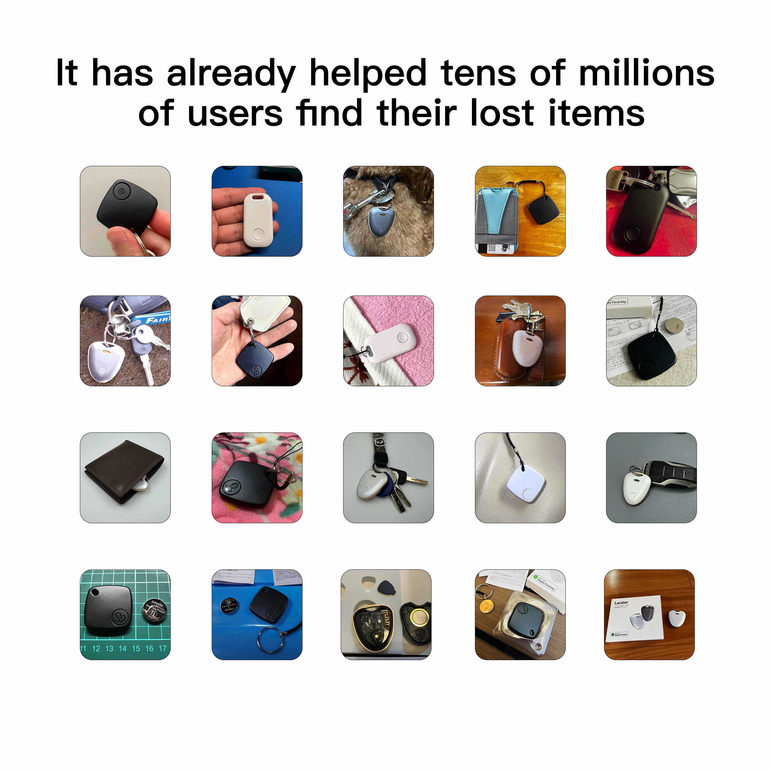 Novzix Finder Tracker S1, funziona con Apple Find My, Smart Tracker e Key Finder, batteria sostituibile, impermeabile, localizzatore di oggetti per chiavi, borse, portafogli, bagagli (Android non