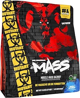 Mutant Mass | Polvo de proteína para ganar masa de peso, proteína en polvo alta en calorías para masa muscular, helado de vainilla, 5 libras
