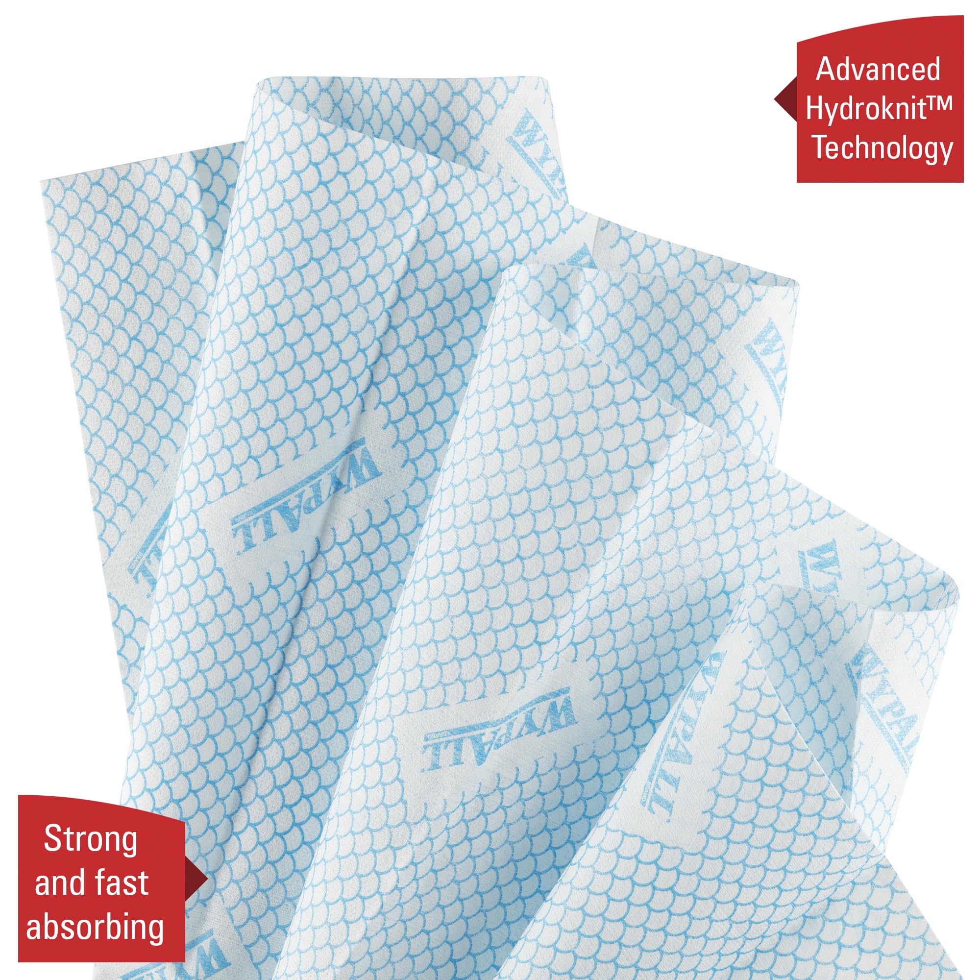 WypAll X80 Paños de limpieza codificados por colores 7565 - Paños azules - 10 paquetes x 25 paños de limpieza de alta resistencia (250 en total)
