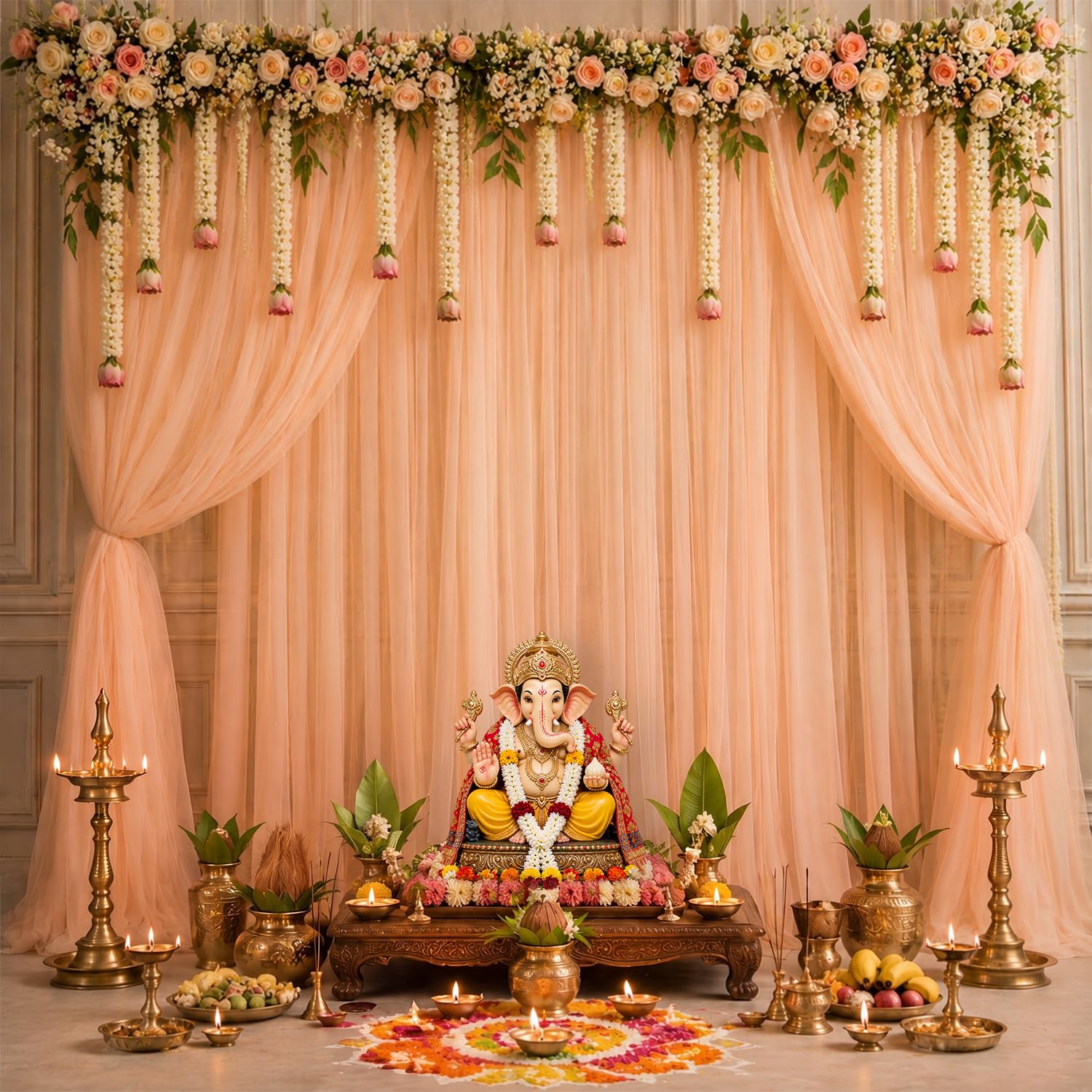 Peach Net Backdrop - Elegant Party Decorations -4 Peach Net Backdrop - Elegant Party Decorations -4