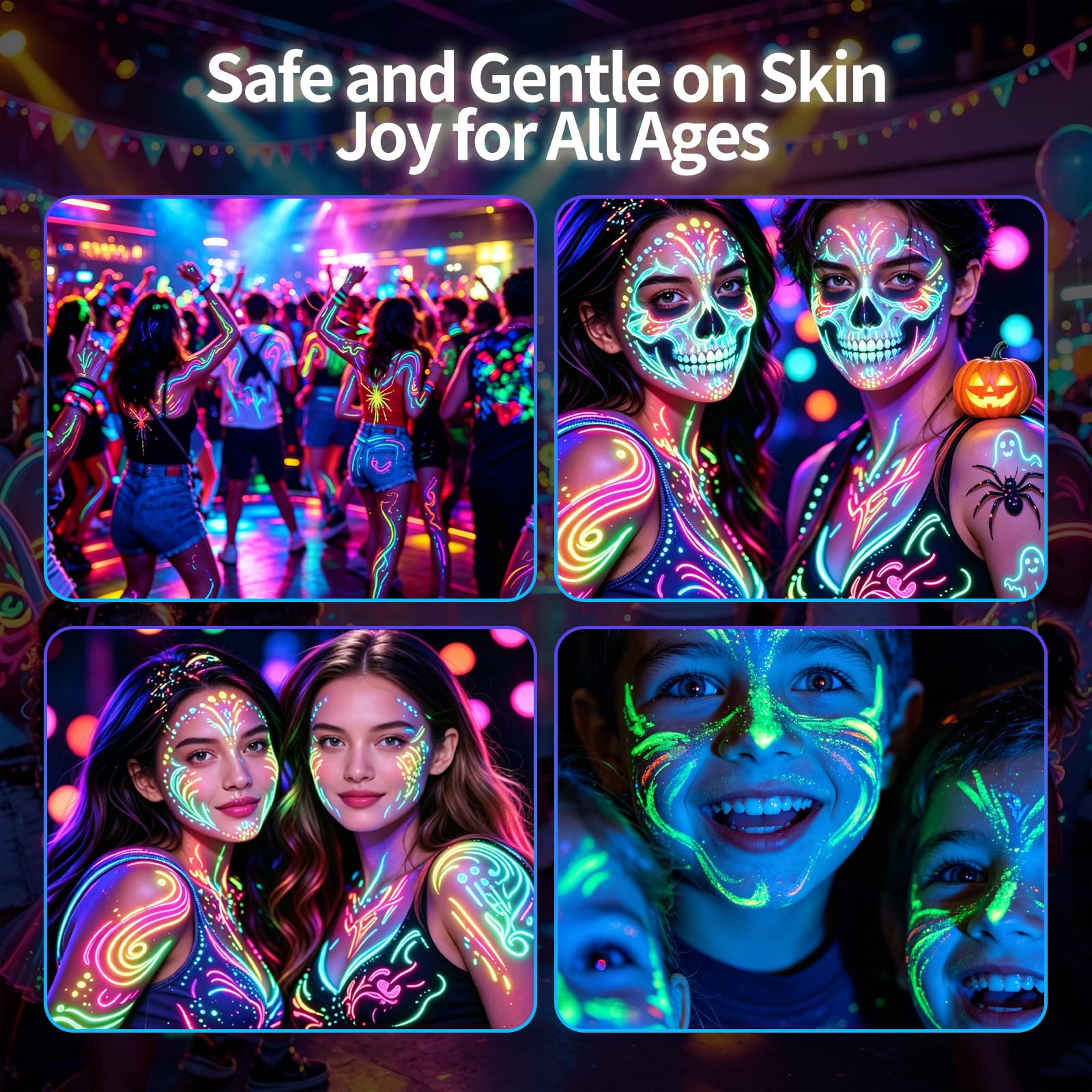 12 Pennarelli Trucco Fluorescente al Buio e Fluorescente, Pittura Fluorescente, Pittura Fluorescente al Buio e Trucco Fluorescente per Feste, Festival e Serate