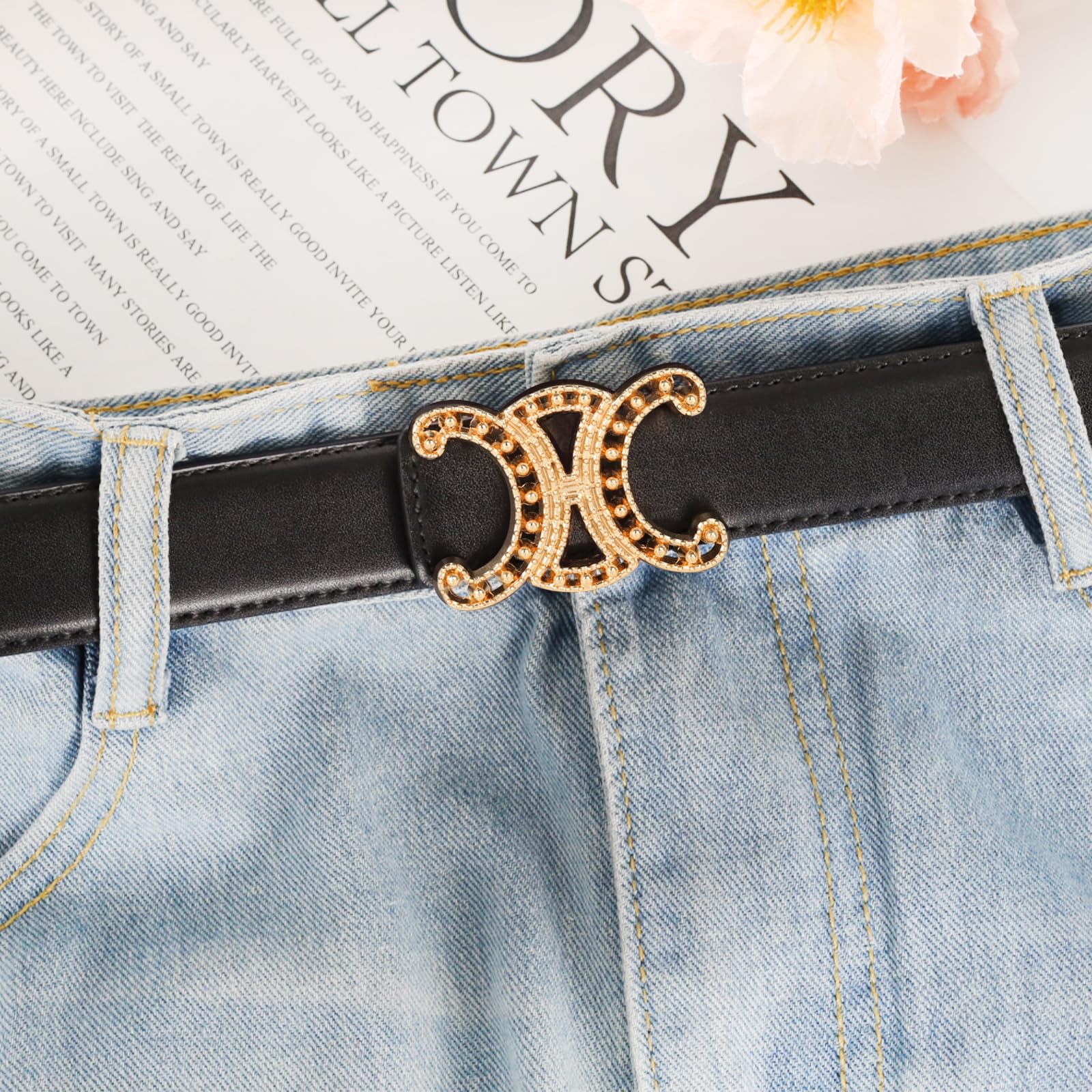 Aurolran Ceintures en cuir pour femmes, ceintures de luxe pour jeans et robe