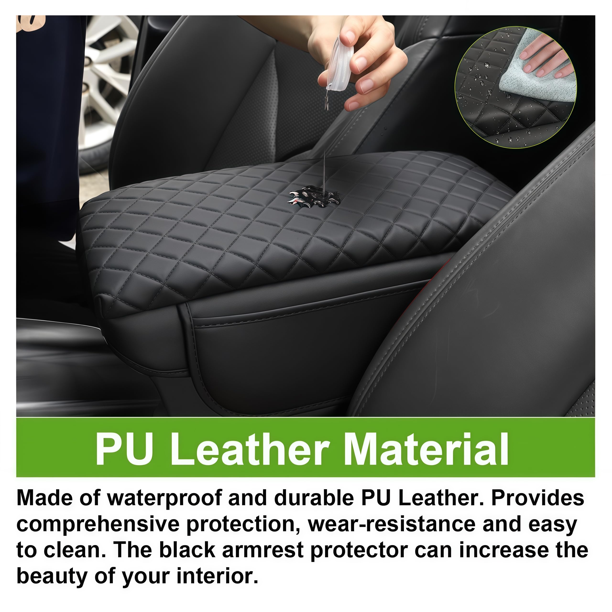 Fits Hyundai Sonata 2015-2019 Gray Leather Center Console Armrest Lid Cover Trim