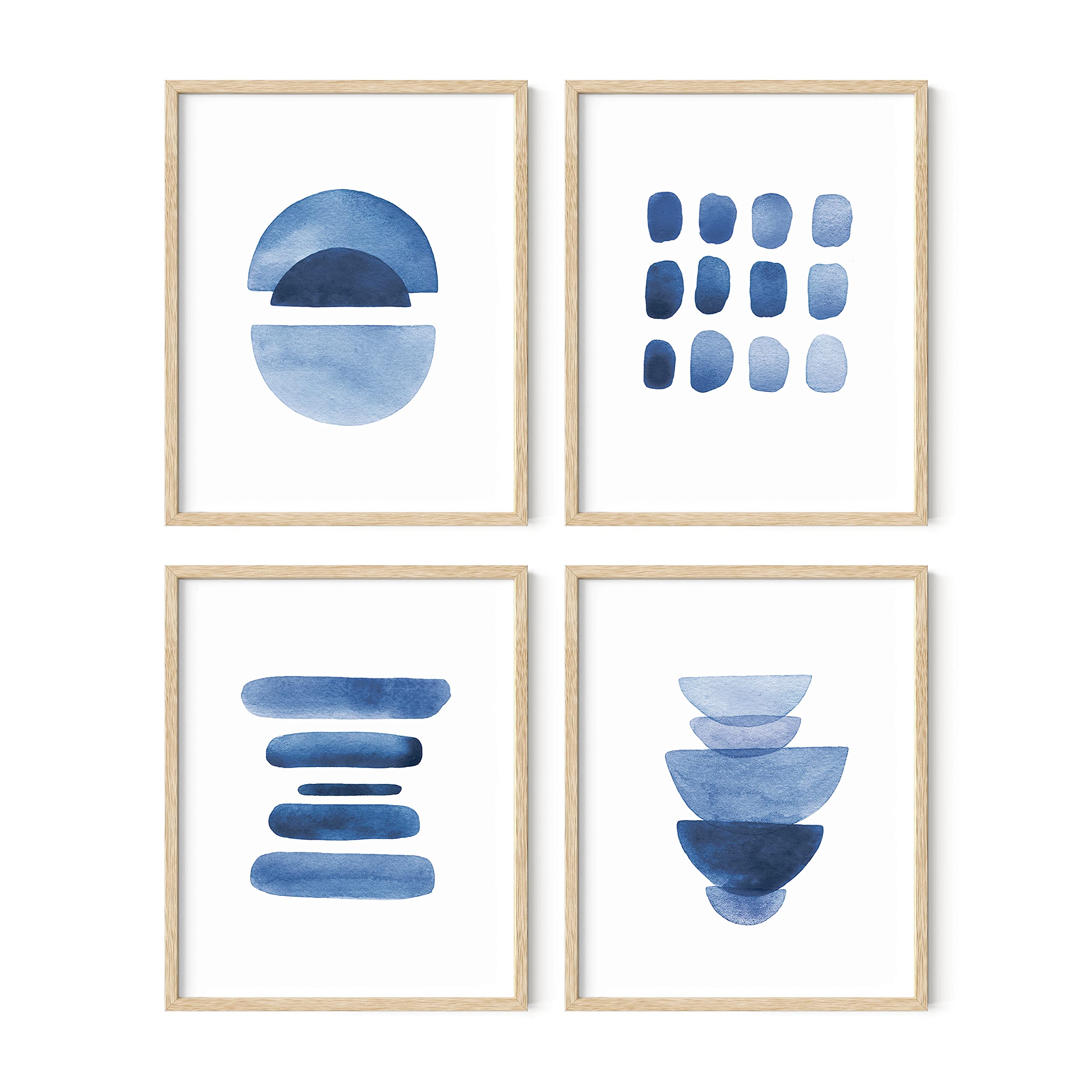 HAUS AND HUES Abstract Blue Wall Art Prints Set of 4 - Abstract Art Wall Decor for Living Room | Watercolor Prints Navy Blue Wall Art | UNFRAMED (8 x 10)
