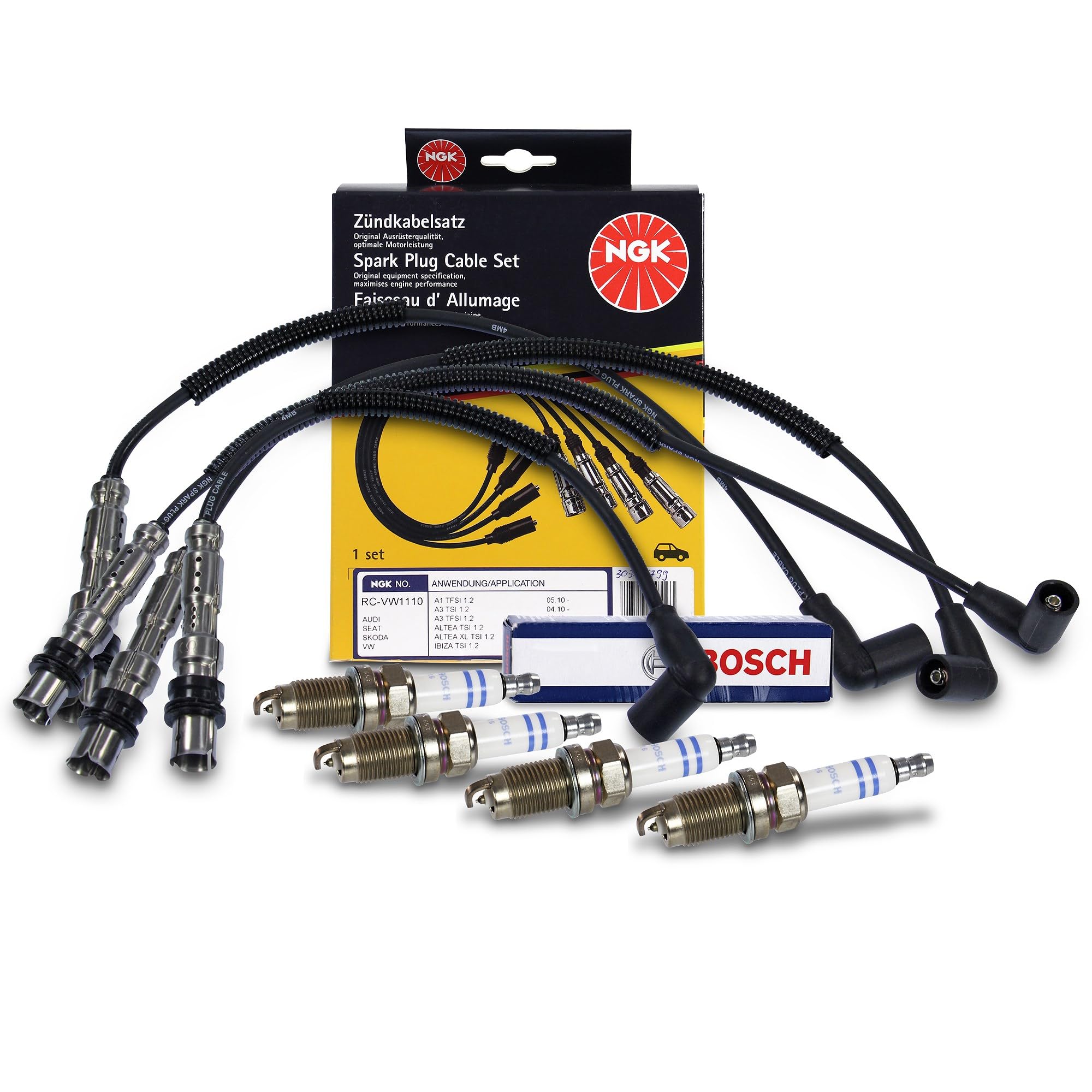 Set composto da 1x Kit cavi accensione, 4x Candela accensione 41108955