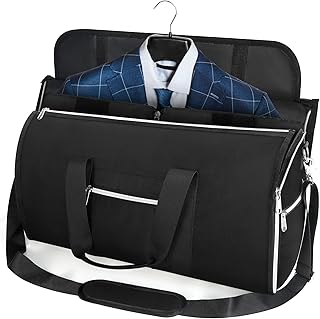 Carry On Garment Duffel Bag for Travel Business Trips, Convertible Suit Garment bags, 2 in 1 Hanging Suitcase Suit Bag for Men Women