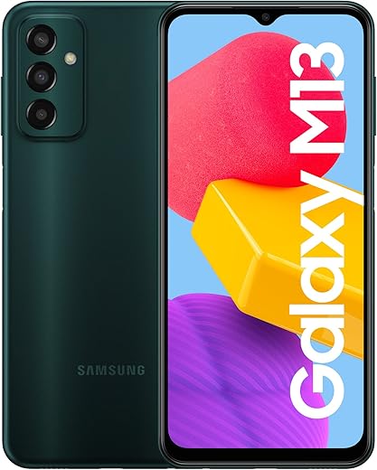 Samsung Galaxy M13, Téléphone Portable Android sans Carte SIM, Smartphone, 4 Go de RAM, 64 Go de Stockage, Vert Foncé...