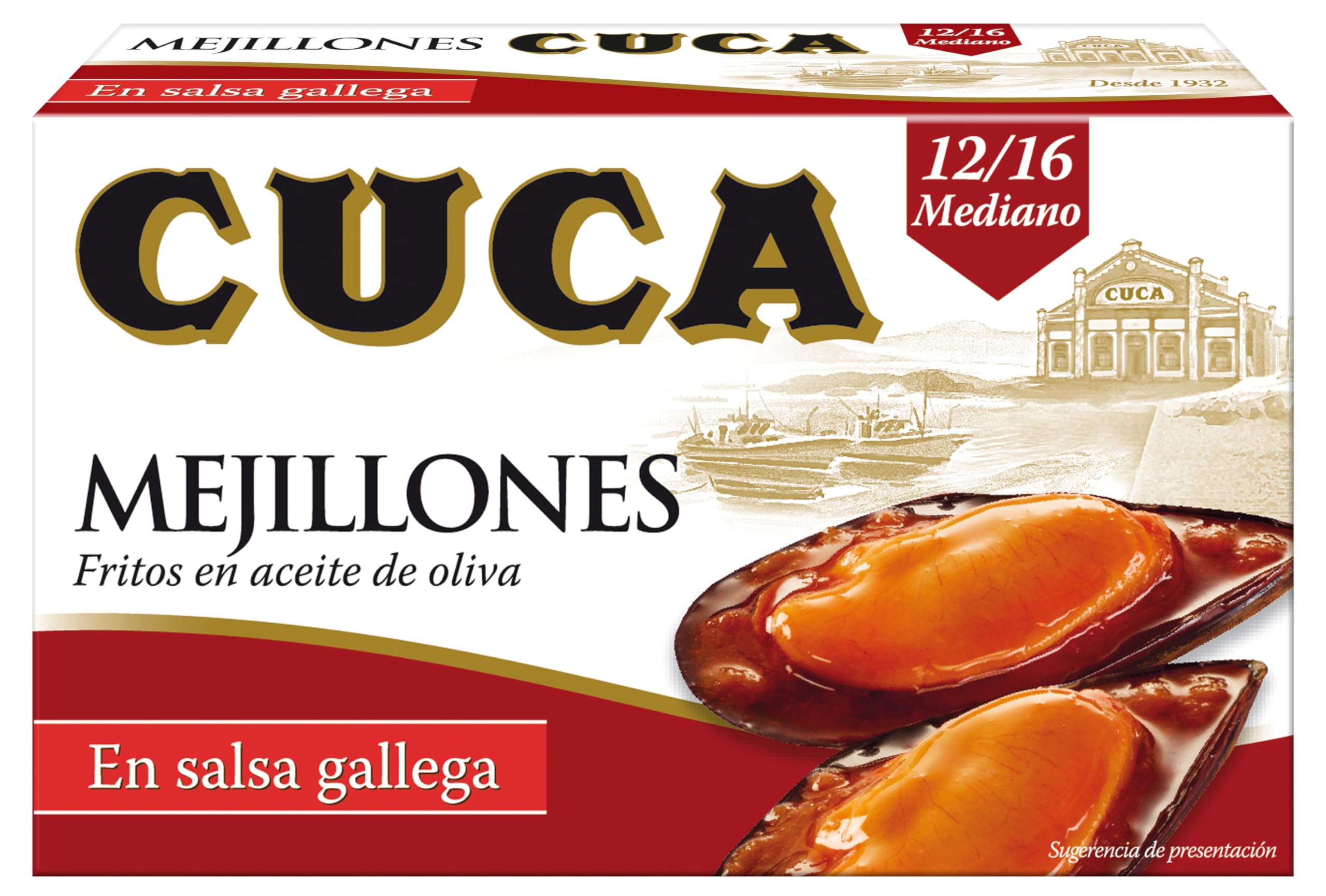 Cuca Mejillones en salsa gallega 12/16 piezas pack 5 latas 115gr