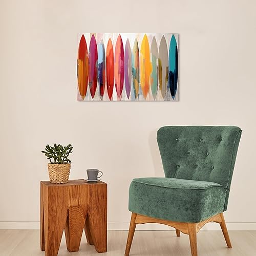 Miniatura 4 de Wynwood Studio Lienzo enmarcado contemporáneo náutico y costero, tablas de surf abstractas, arte de pared para sala de estar, dormitorio y baño, 24