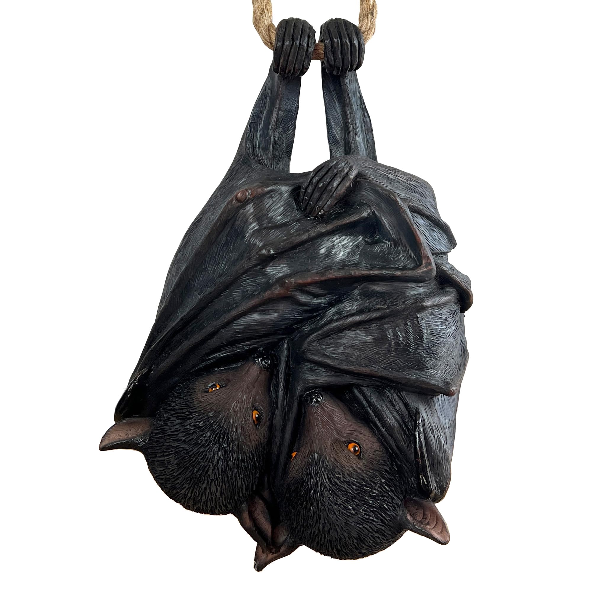 Alfie Francis Black 26.5Cm (Height) Realistic Hanging Bats Ornament Made From Resin