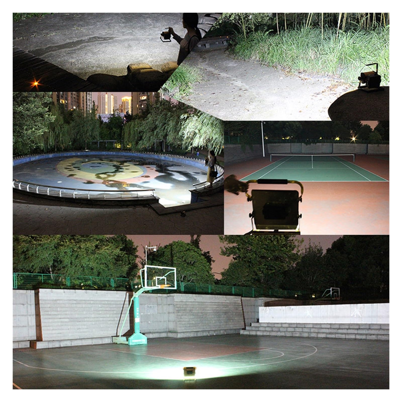 Proiettore a LED, Riflettore LED Da 100 W Proiettore Da Esterno Faretto COB Lampada Da Giardino Con 6 Batterie 18650 E Carica(100W No Battery)