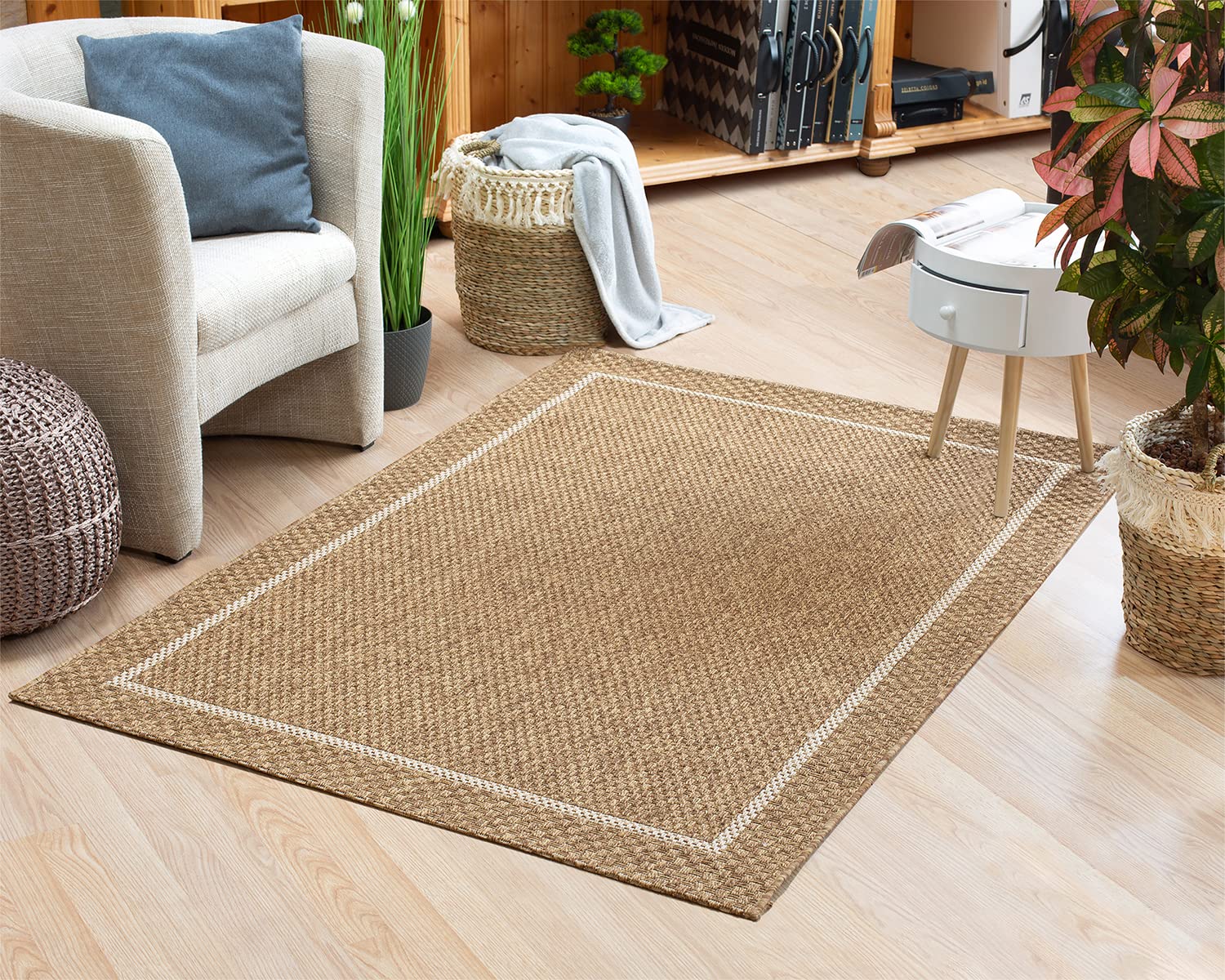 Intérieur/extérieur Artless Rim Tapis Marron 160 x 230 cm
