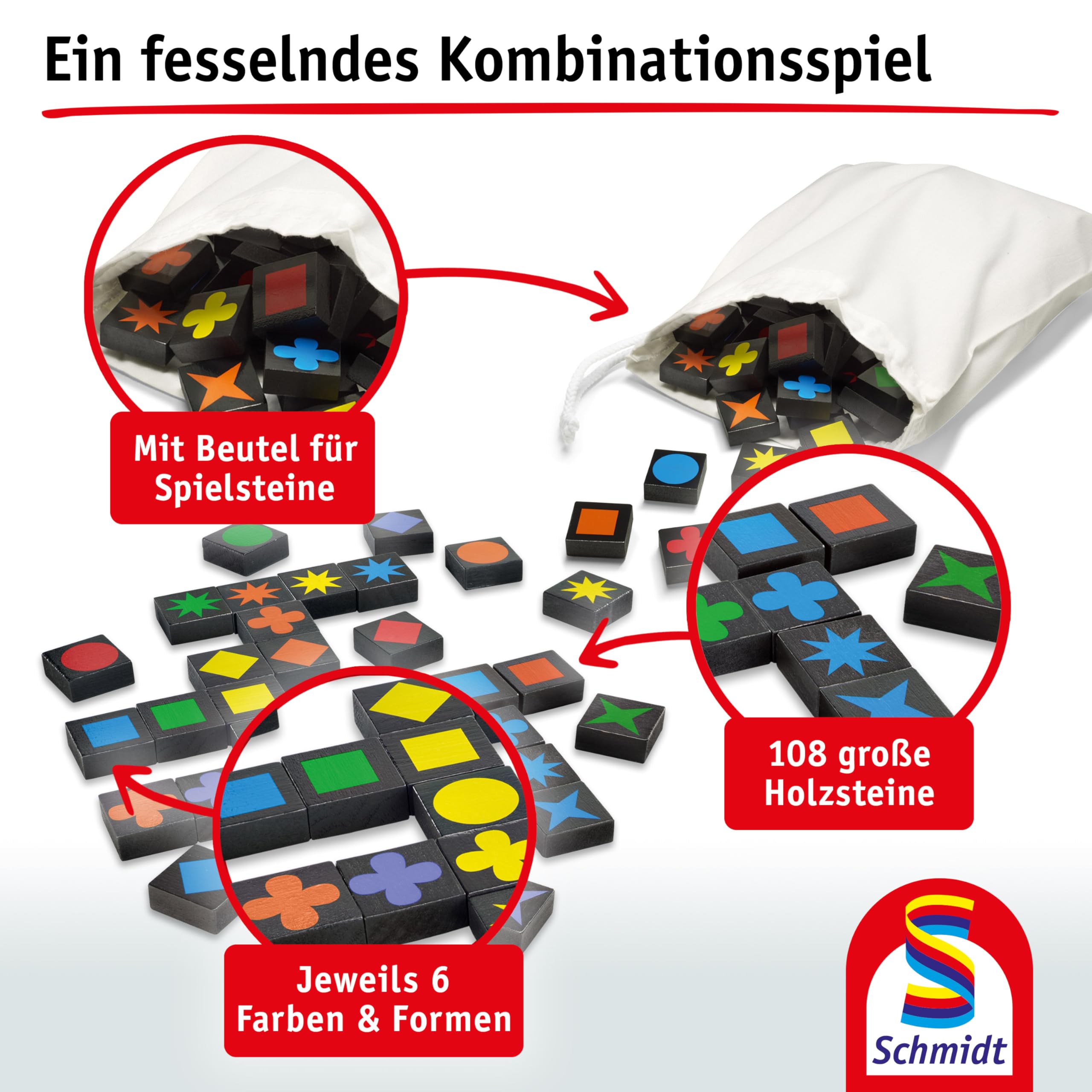 Schmidt Spiele- Jeu de Famille Qwirkle, 6 ans to 99 ans,49014
