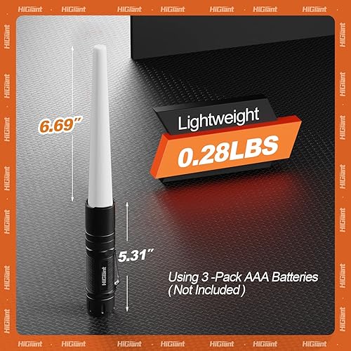 Miniatura 7 de HiGiant Paquete de 2 linternas de tráfico de 12 pulgadas, varita LED multicolor de control de tráfico con WRGB 4 colores en 1, bastón de tráfico de