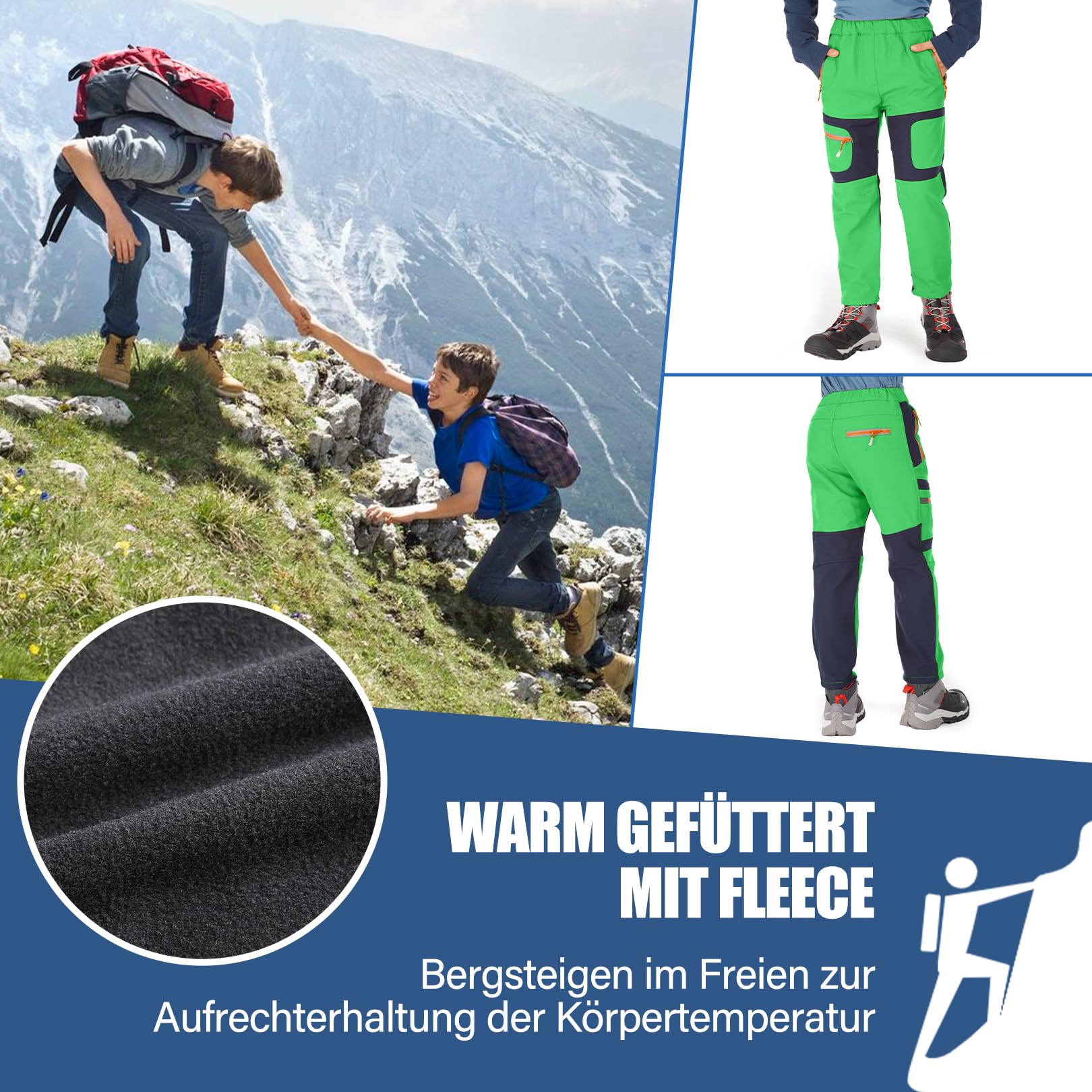 Pantaloni da sci per bambini, imbottiti, impermeabili, termici, da trekking, da neve, invernali, per attività all'aria aperta, per ragazzi e ragazze