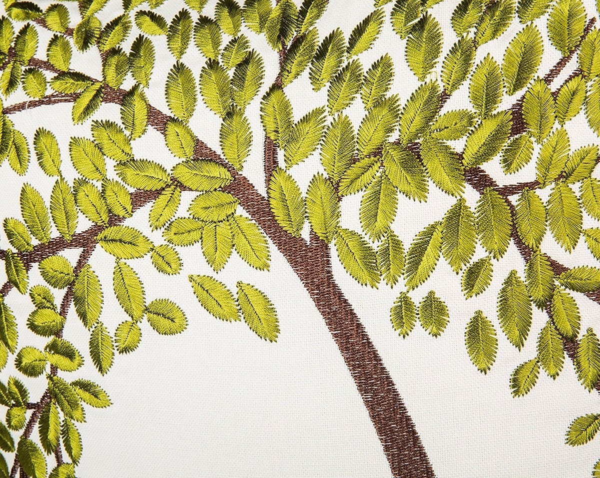 ZUODU - Federa decorativa per cuscino, in cotone e lino, ricamata, 45 x 45 cm – L'albero della vita (rosso con cornice), Cotone Lino, Lt-1pc-yellow, 45 x 45 Centimeters