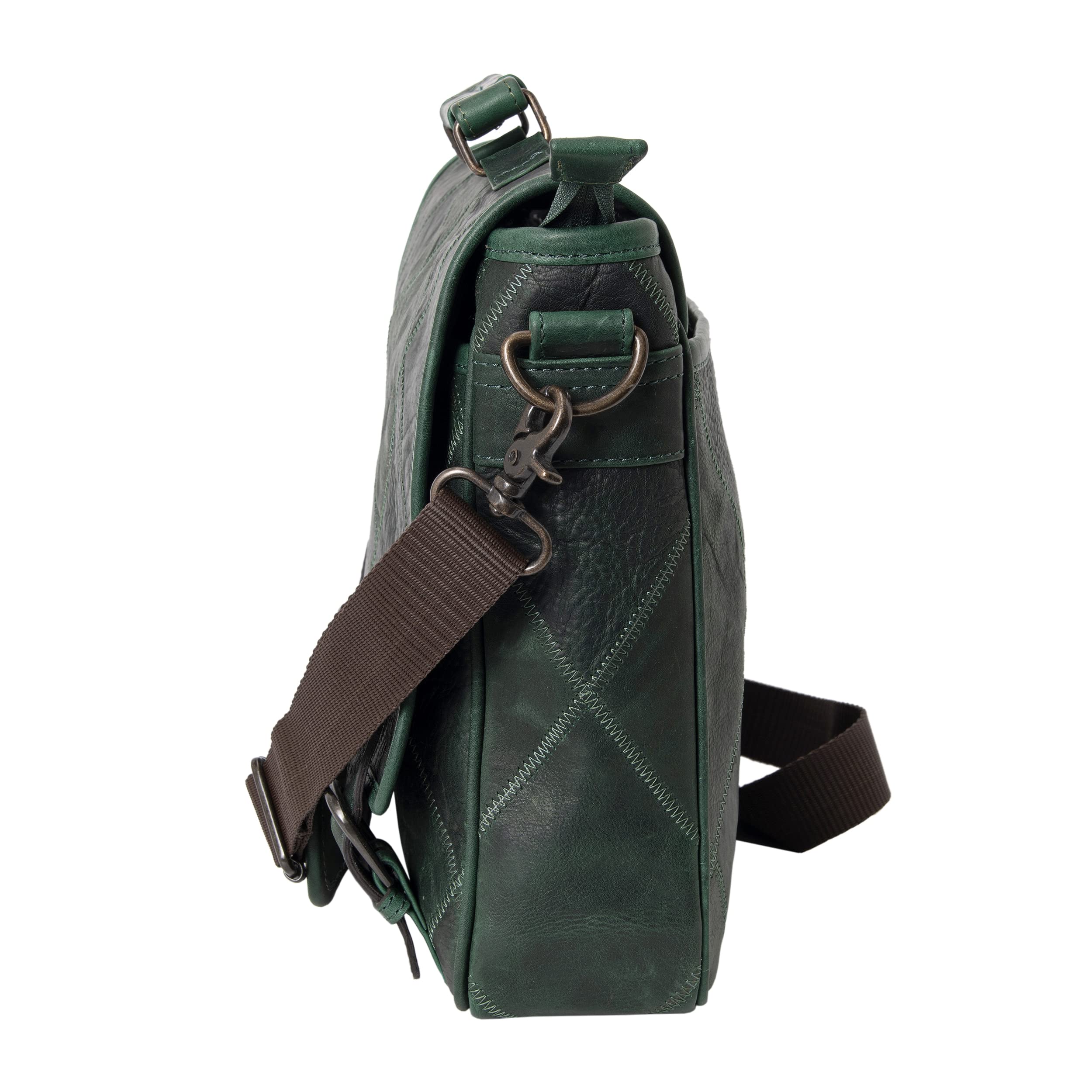 ZINT Waxy Genuine Full Grain Leather Green Unisex Messenger 15 inches Laptop Bag - Image 4 thumbnail