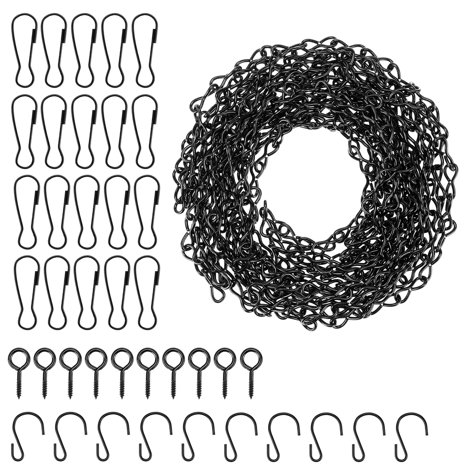 Qwork Black Qwork® Hanging Basket Chains,196 Inches Hanging Chains Adjustable Chains, For Bird Feeders, Planters, And Decorative Ornaments