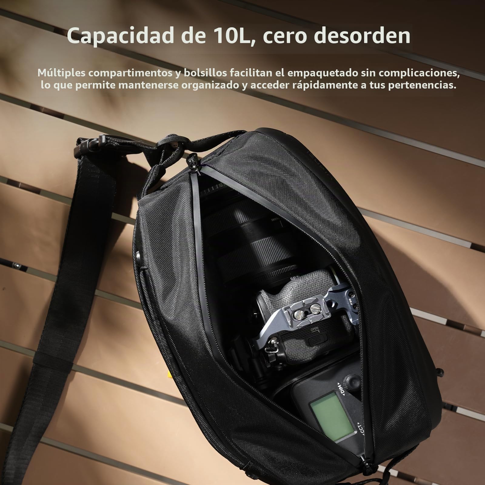 ULANZI Bolsa Funda Cámara Réflex 10L, Negro Bolsa Cámara Fotográfica, Bolsa Bandolera Cámara Impermeable Resistente, Mochila para Cámara Réflex Digital Compatible con SLR/DSLR