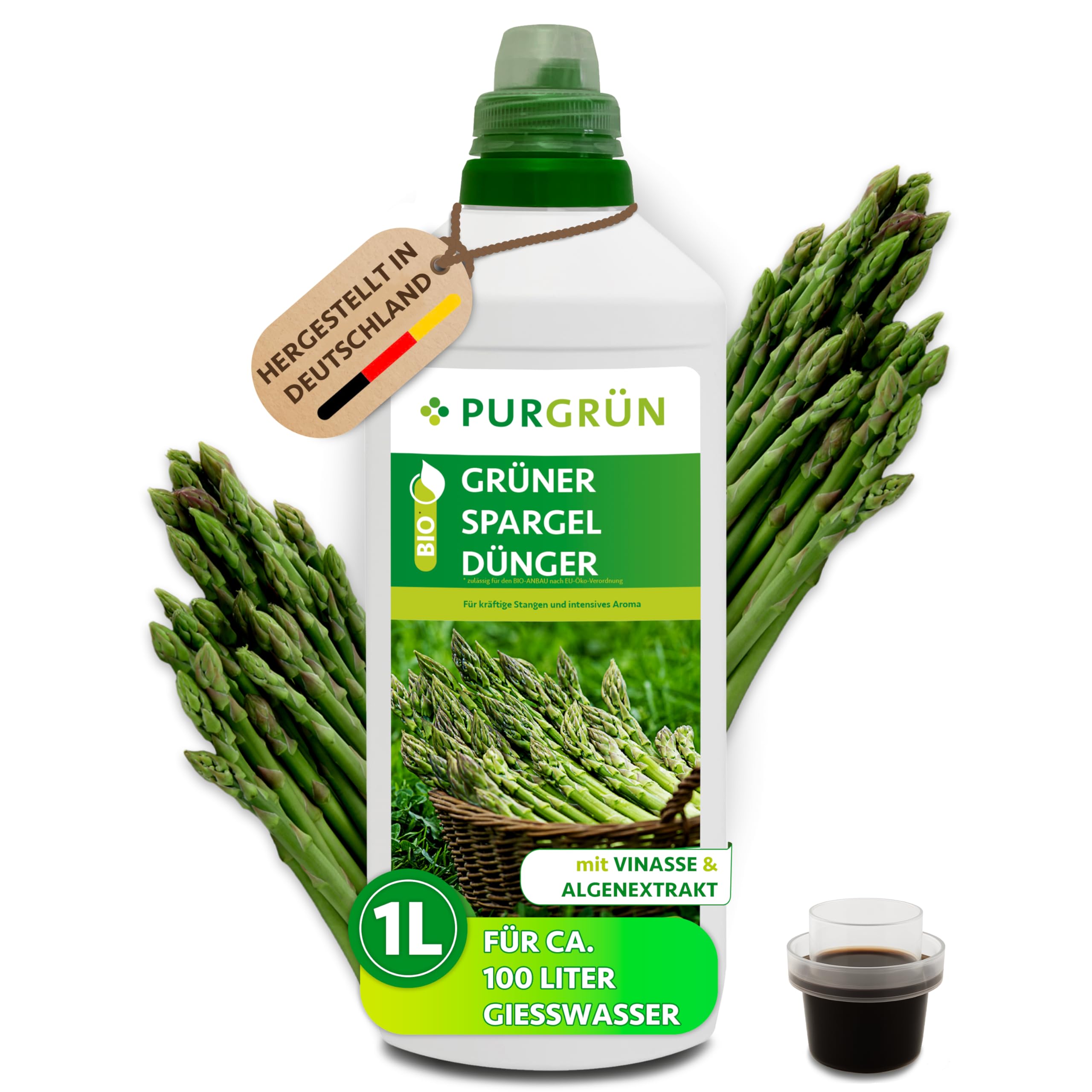 Purgrn Bio-Grner-Spargel-Dnger 1 Liter  Organische Rezeptur   Premium-Flssigdnger  NPK 4+1+7  Mit Algenextrakt & Vinasse  Extra  Kalium fr krftigen & festen Spargel : Amazon.de: Garten