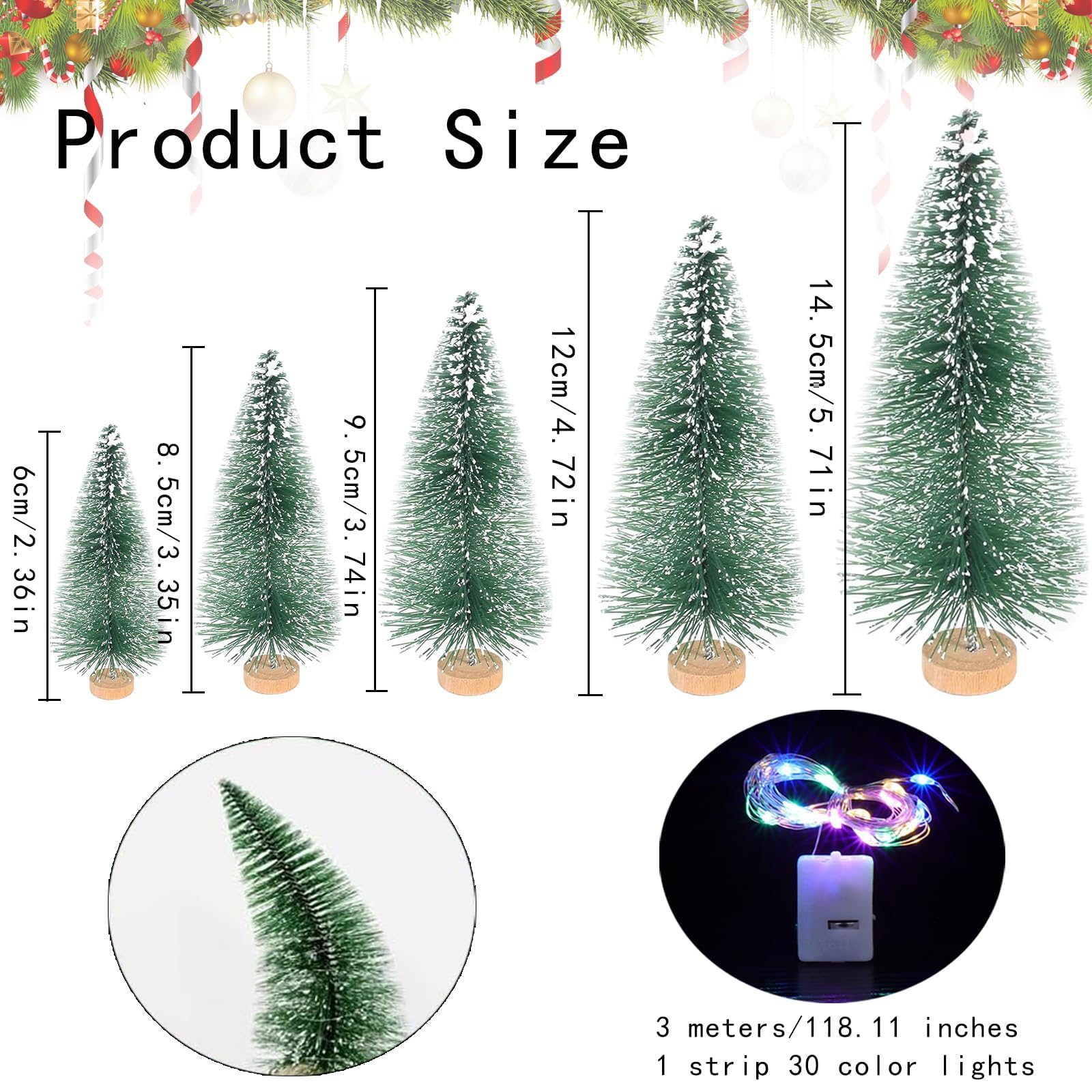 9 Stück Mini Weihnachtsbäume Mit Beleuchtung - Künstliche Tannen Mit Schnee Tischdekoration